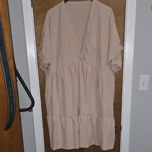 SHEIN Beige V-Neck Dress